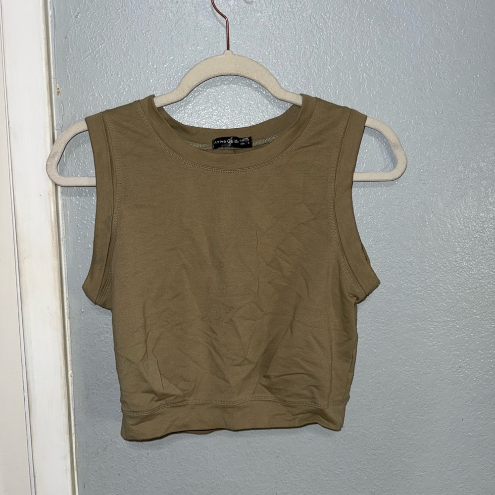 Chic Olive Sleeveless Crop Top